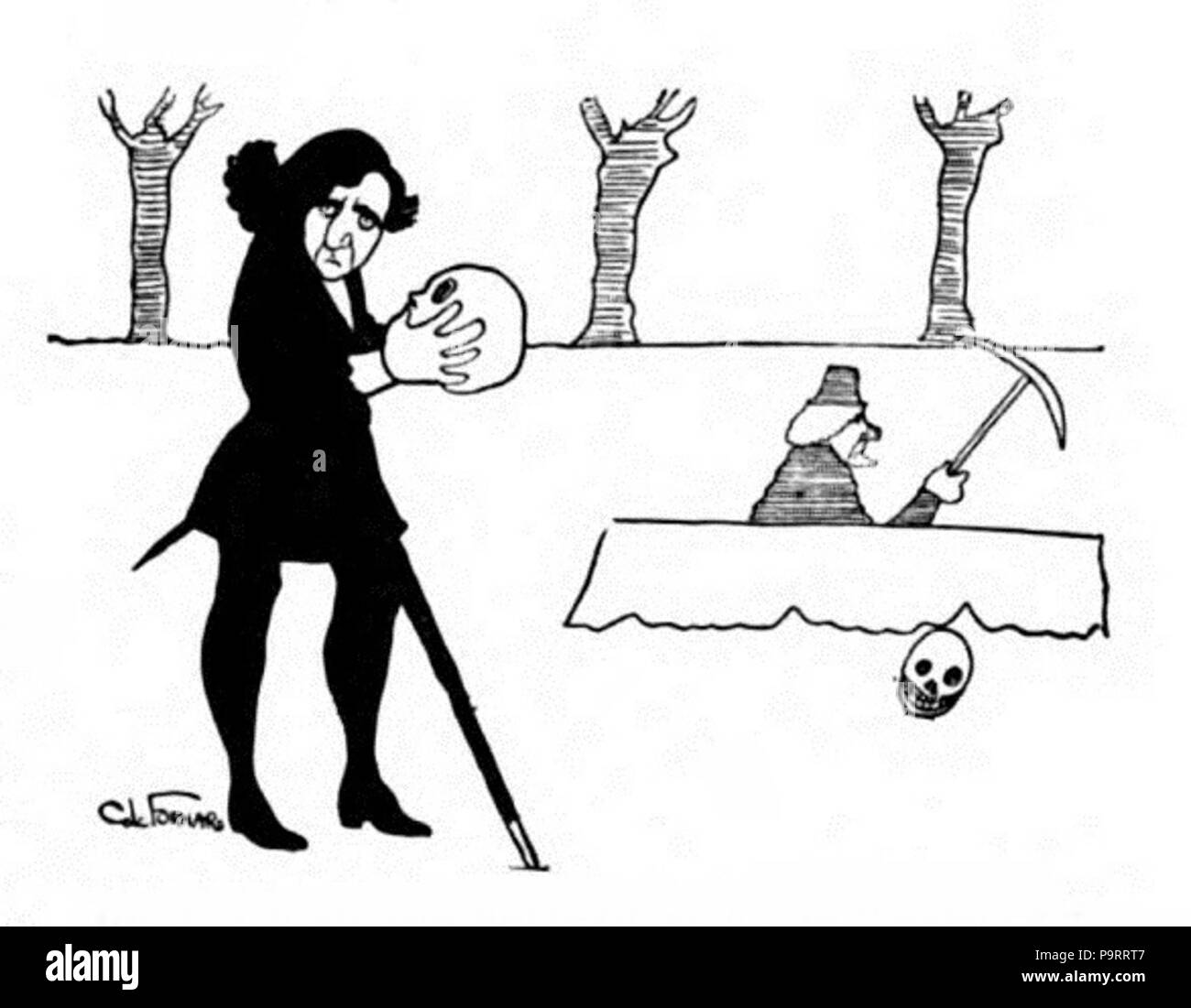 . Anglais : 'Mr. Le crâne de Yorick et Sothern dans 'Hamlet' . au plus tard le 1903 280 Caricature de E. H. Sothern Banque D'Images