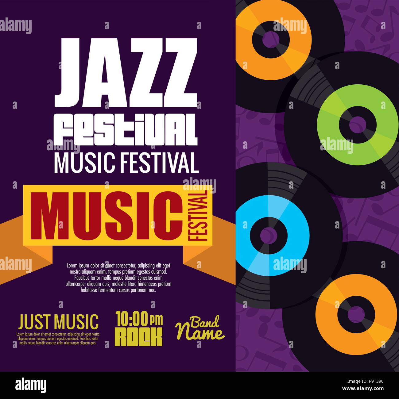 Vinyls music festival label vector illustration design Illustration de Vecteur