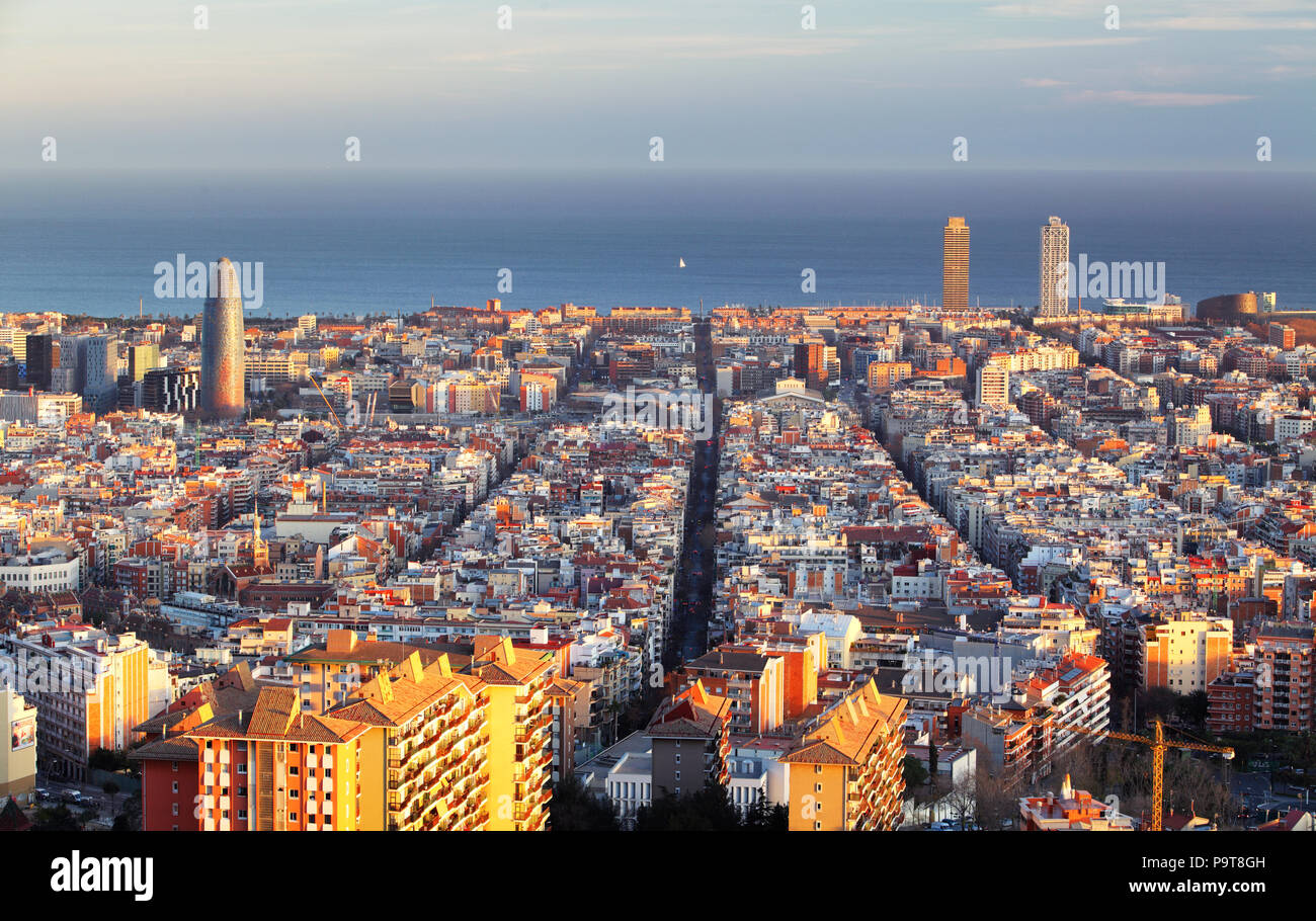 Paysage urbain de Barcelone, Espagne Banque D'Images