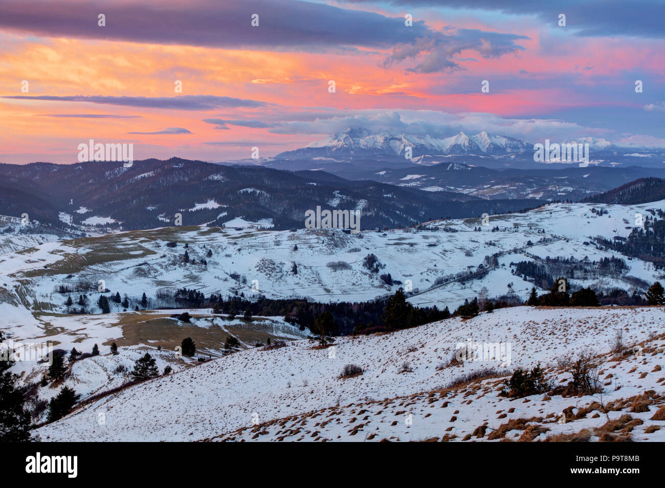 Automne Hiver - paysage de montagnes en Slovaquie Banque D'Images