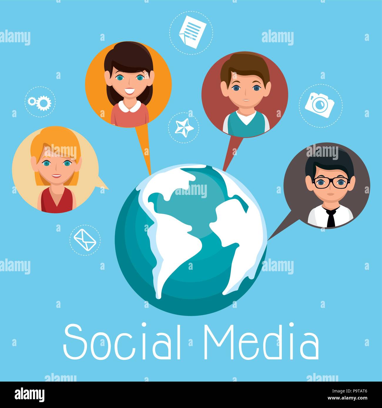 Caractères de la communauté médias sociaux conception d'illustration vectorielle Illustration de Vecteur