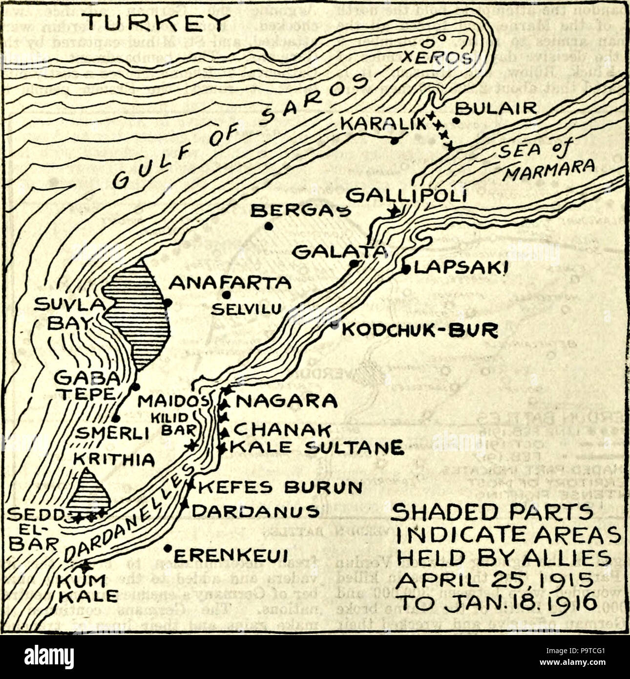 336 Collier's 1921 World War - zone de guerre à les Dardanelles Banque D'Images