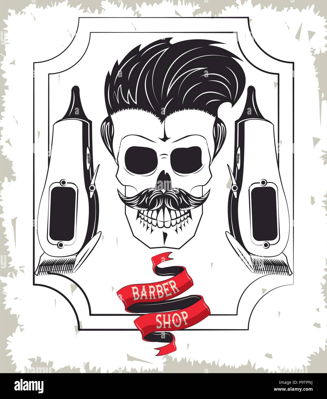 Salon De Coiffure Vintage Retro Dessins Colores Avec Embleme