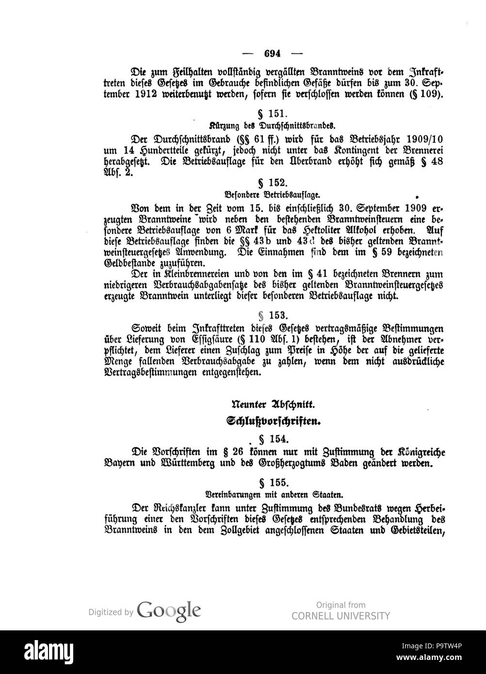 433 039 0694 Reichsgesetzblatt 1909 Deutsches Banque D'Images