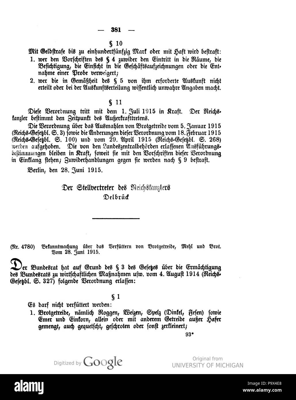460 083 381 1915 Reichsgesetzblatt Deutsches Banque D'Images