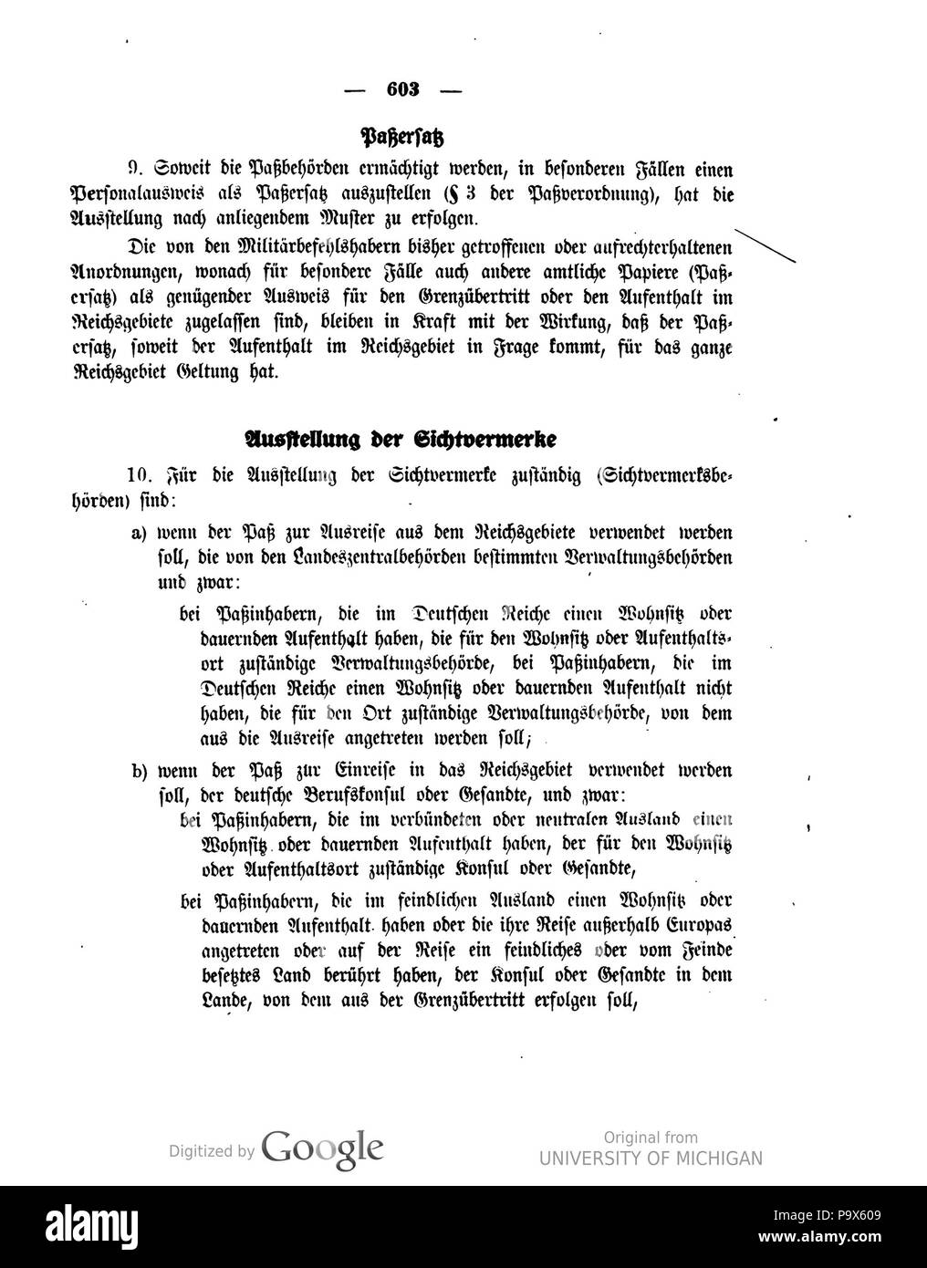 466 143 0603 Reichsgesetzblatt 1916 Deutsches Banque D'Images