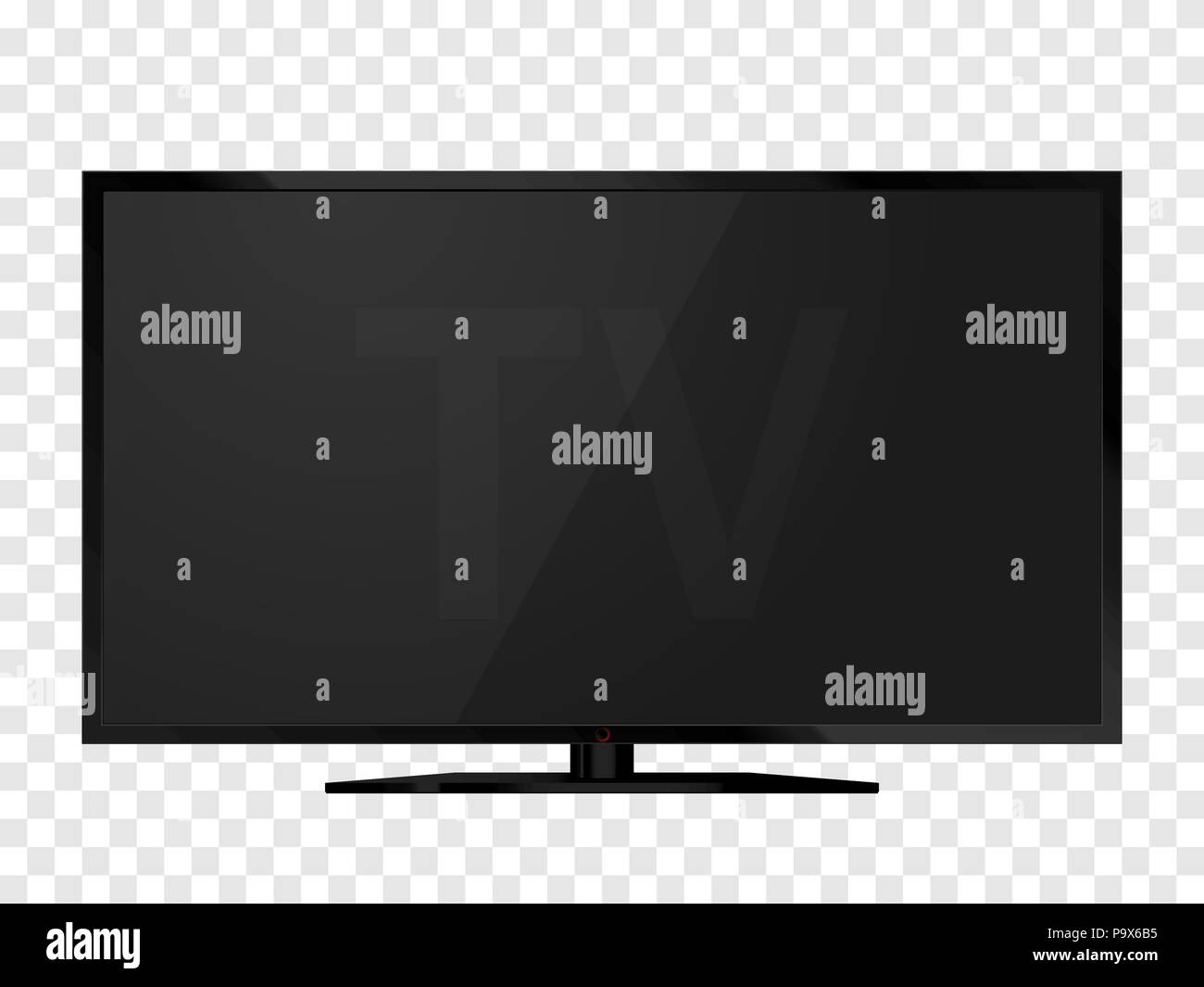 Écran de télévision réaliste noir isolé. écran LCD d'une maquette. La télévision en blanc. Vector illustration. Illustration de Vecteur