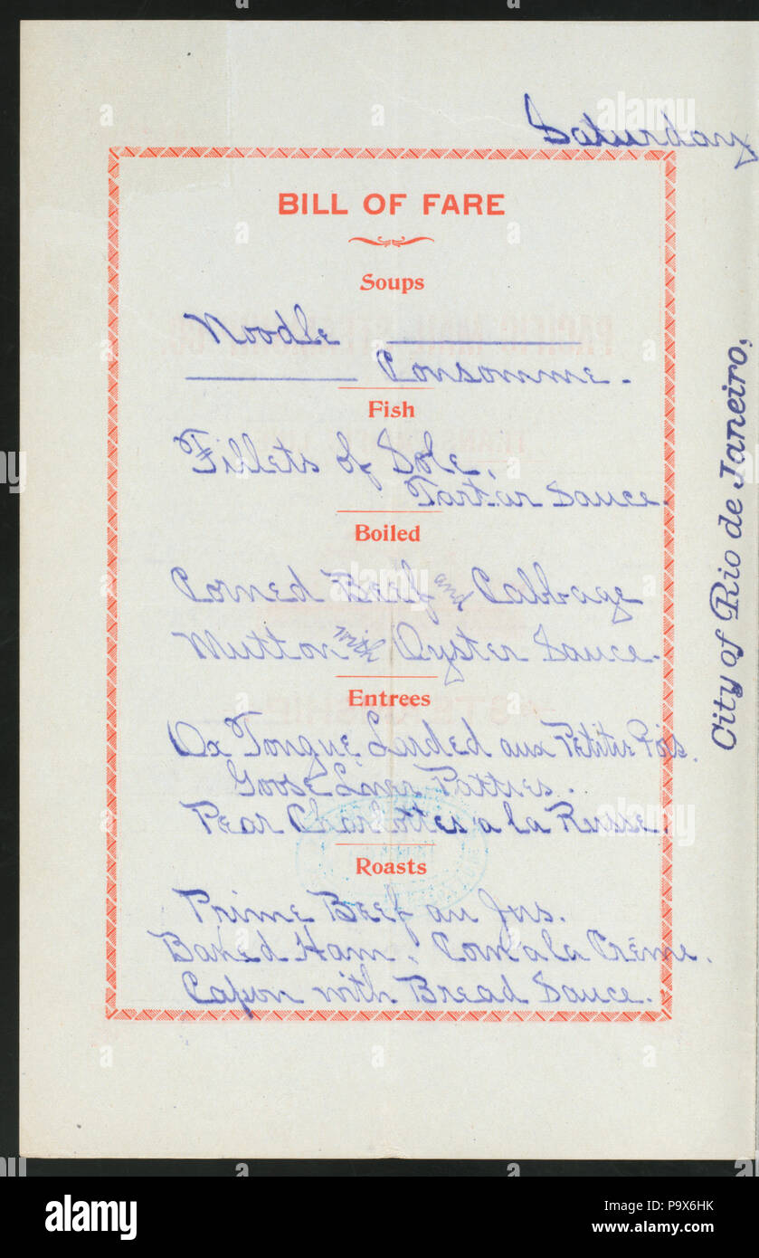 Le dîner (559) détenus par la PACIFIC MAIL SOCIÉTÉ STEAMSHP (SS) À LA VILLE DE RIO DE JANEIRO (SS ;) (NYPL)-273785-4000009642 Hades Banque D'Images