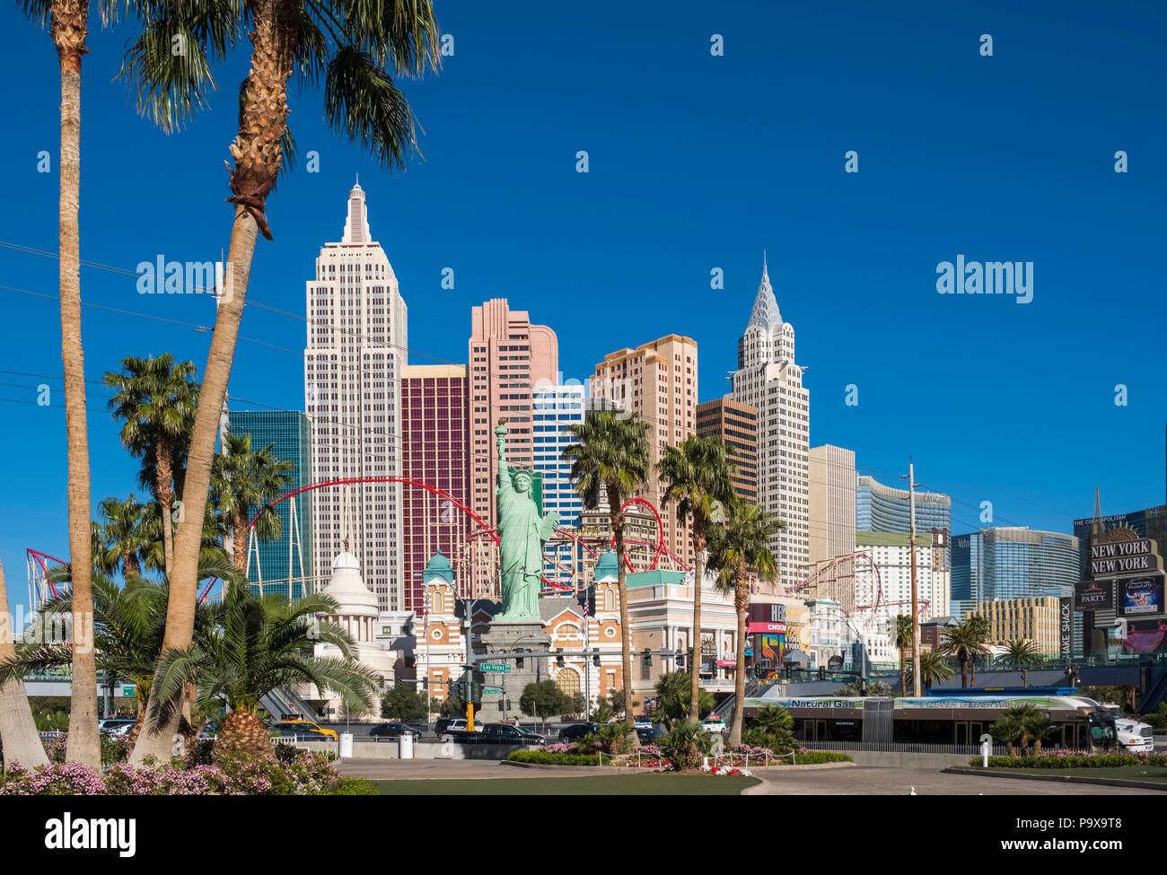 Las Vegas Boulevard, le New York New York Hotel and Casino sur le Strip de Las Vegas, Nevada, USA Banque D'Images