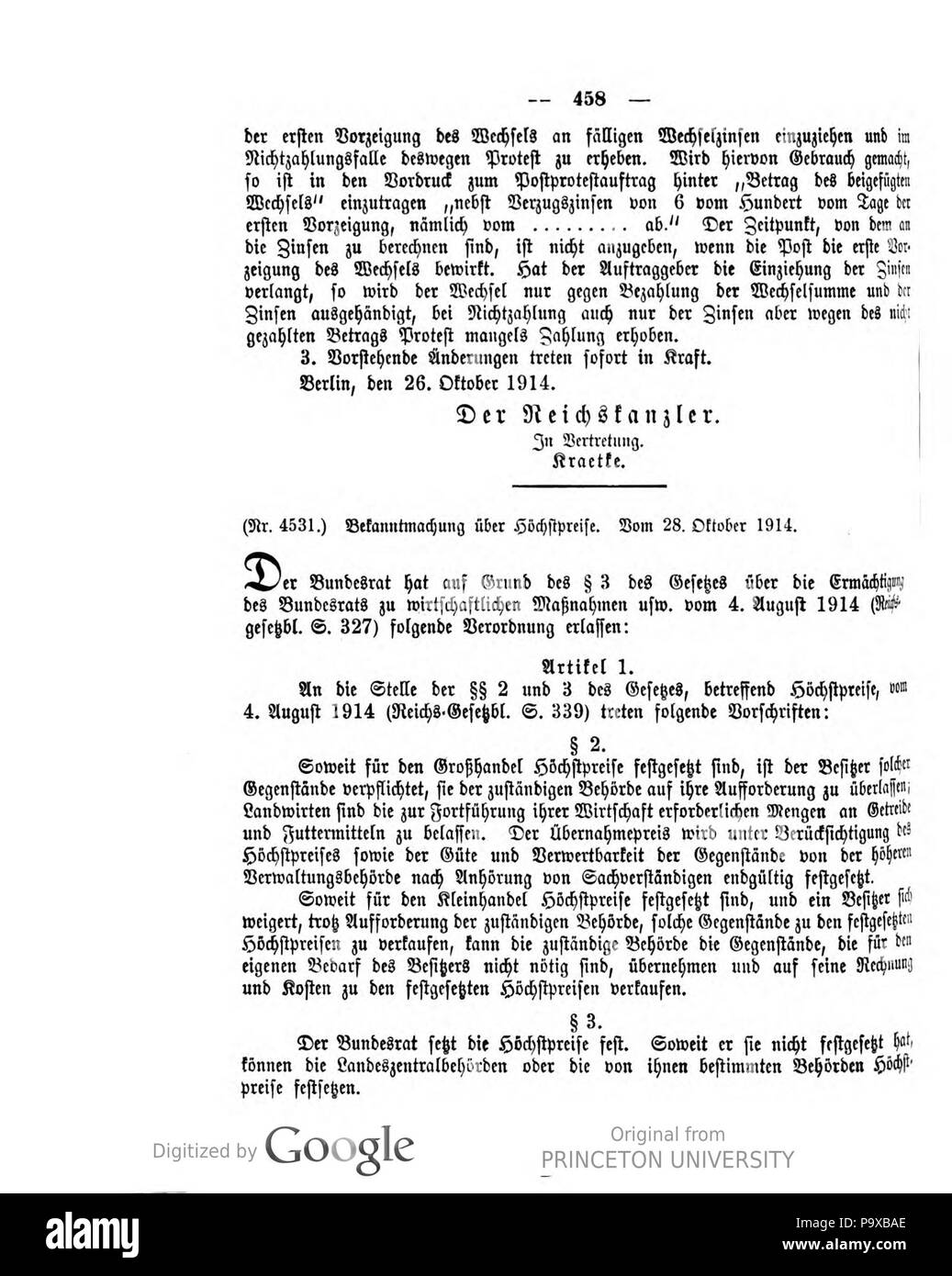 457 094 458 1914 Reichsgesetzblatt Deutsches Banque D'Images