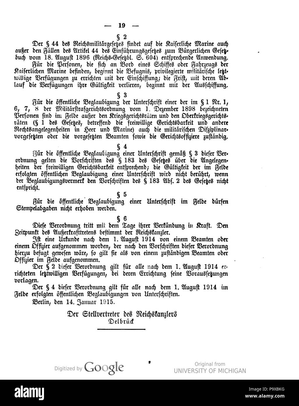 458 004 019 1915 Reichsgesetzblatt Deutsches Banque D'Images