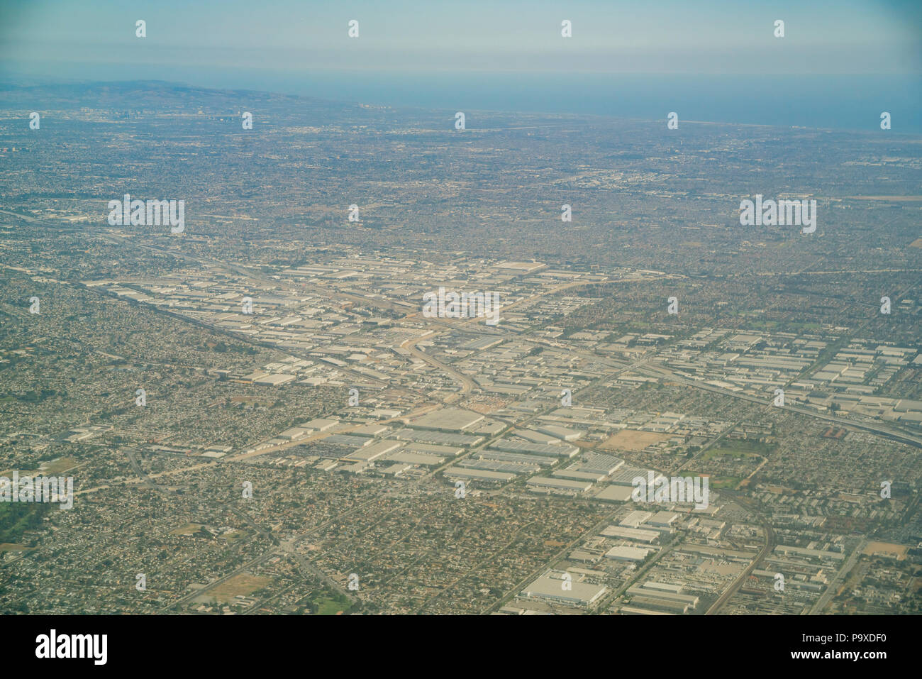 Vue aérienne de la région de Cerritos, Buena Park à Los Angeles County, Californie Banque D'Images