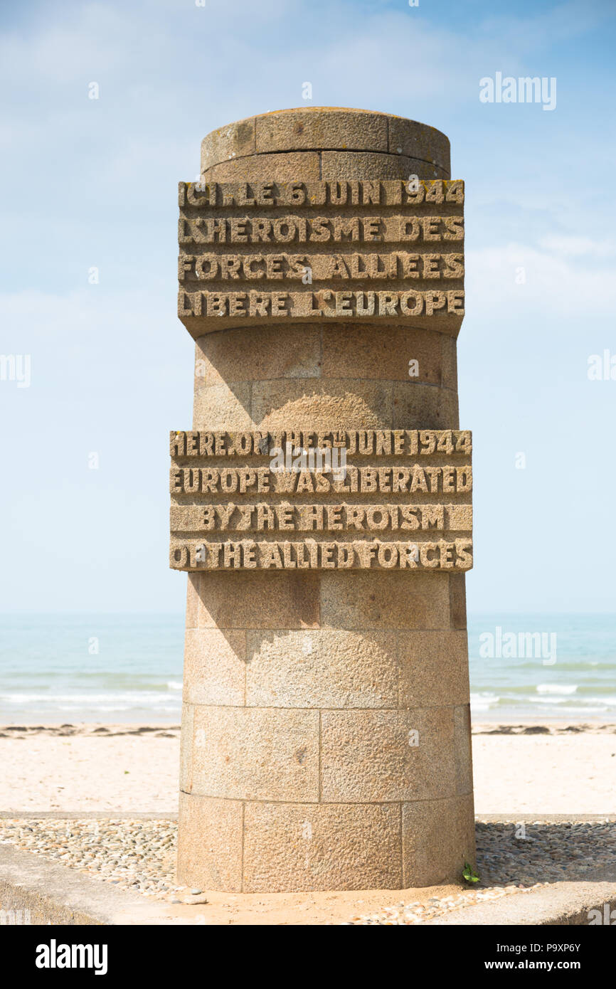 Seconde Guerre mondiale Deux Liberation monument à WW2 Juno Beach, Courseulles-sur-Mer, Normandie, France Banque D'Images