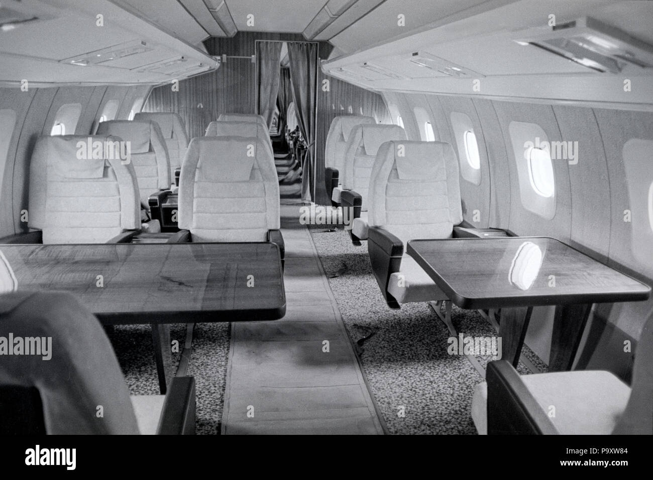 Une cabine de première classe du Tupolev Tu-144 passager supersonique des avions à réaction. Banque D'Images