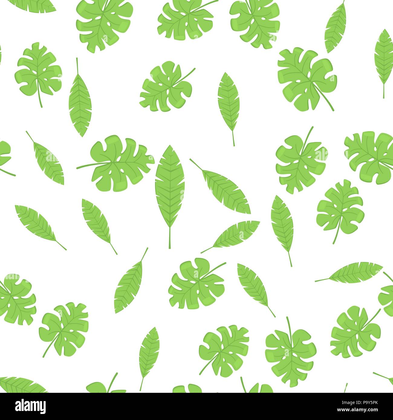 Feuilles de palmiers exotiques, été forêt tropicale. Tropic transparente motif vert. Illustration de Vecteur