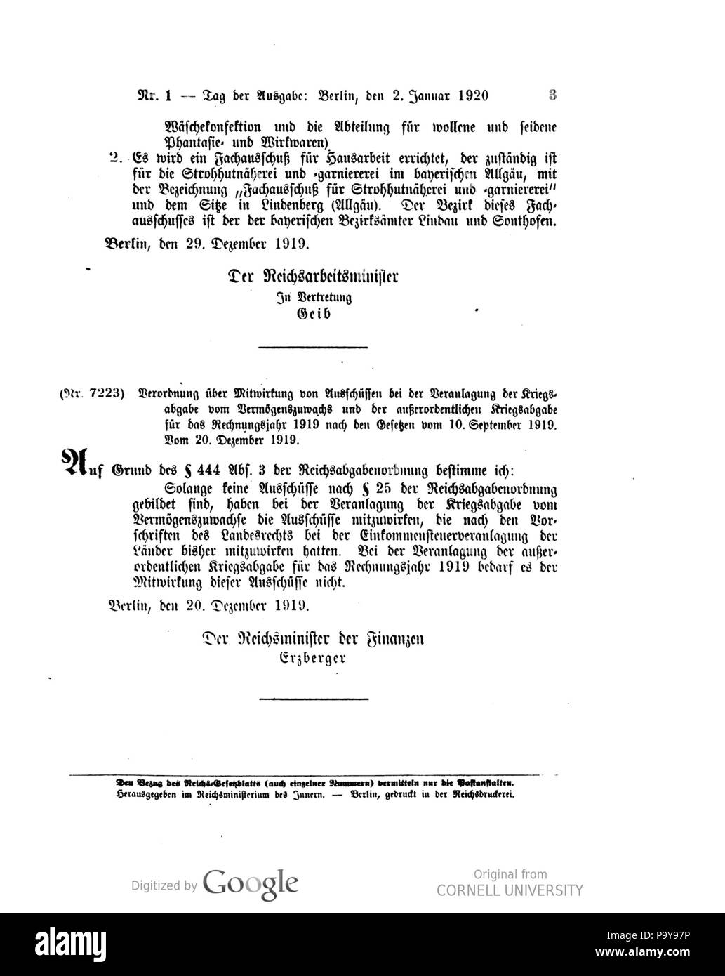 498 1920 001 0003 Reichsgesetzblatt Deutsches Banque D'Images
