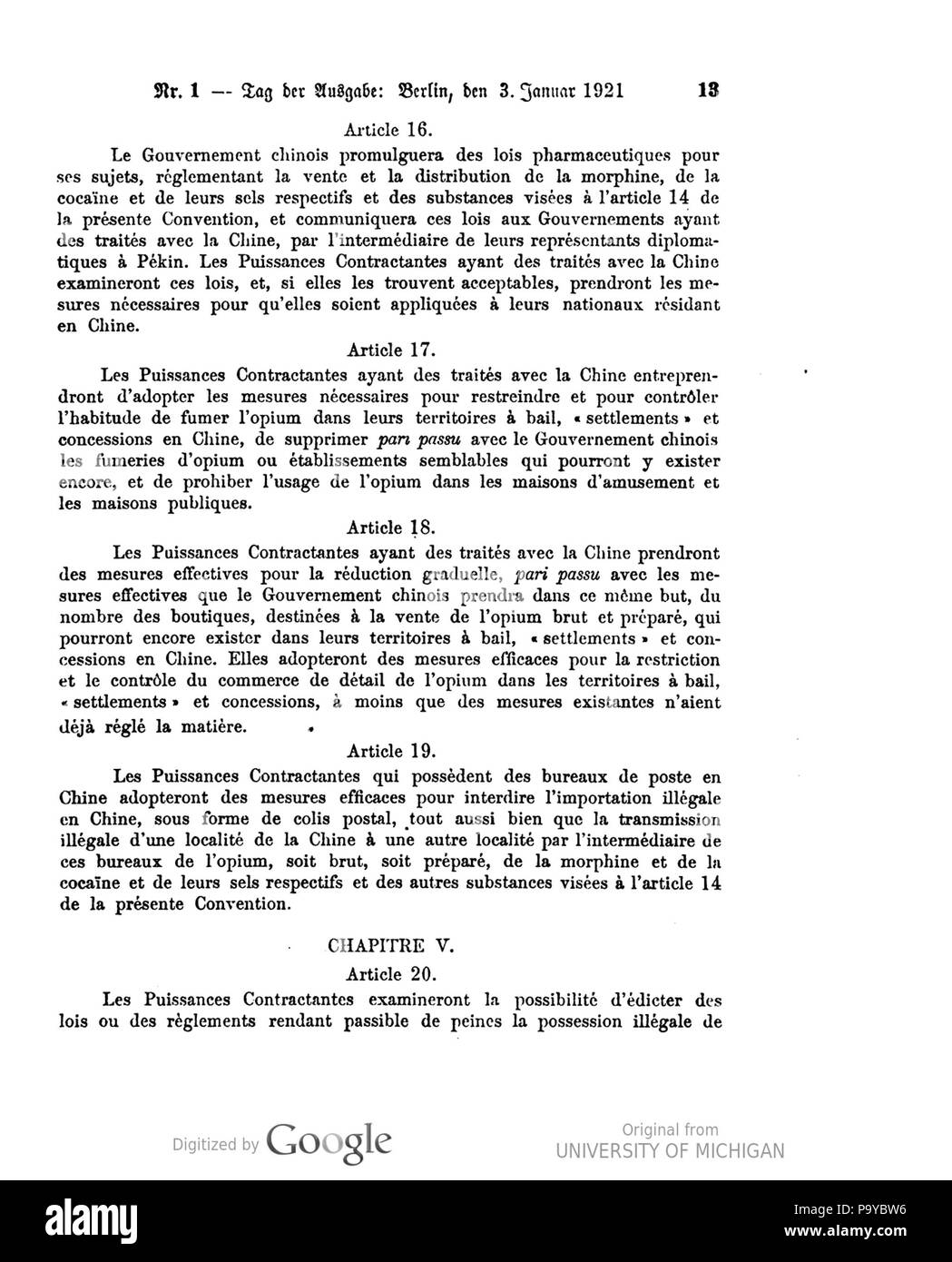 511 001 0013 Reichsgesetzblatt 1921 Deutsches Banque D'Images