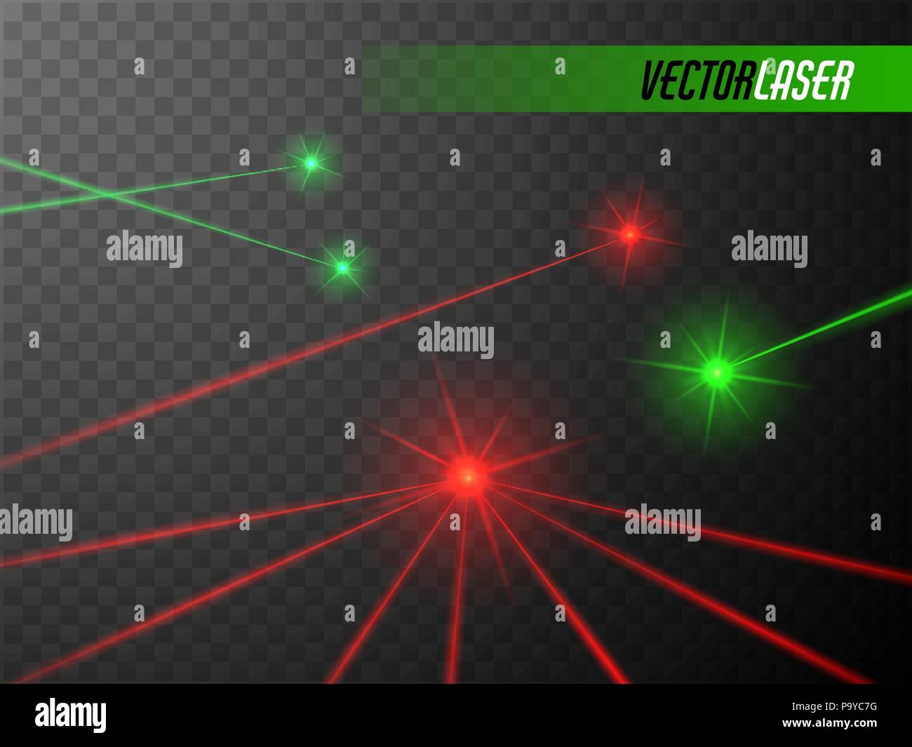 Ensemble de faisceaux laser. Feux rouges et verts. Vecteur. Illustration de Vecteur