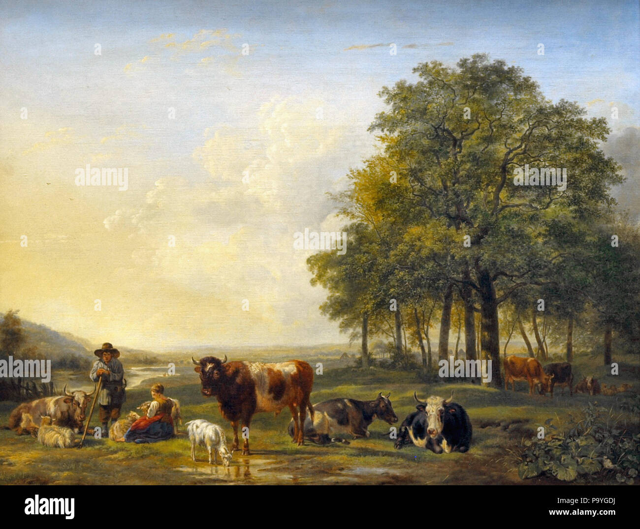 Os Pieter Gerardus Van - Landschap rencontré Vee en een Herder Banque D'Images