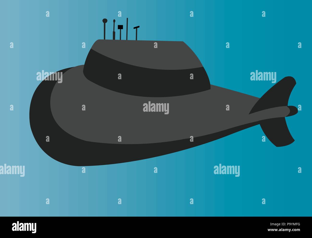 Un sous-marin naviguant dans les eaux profondes Illustration de Vecteur