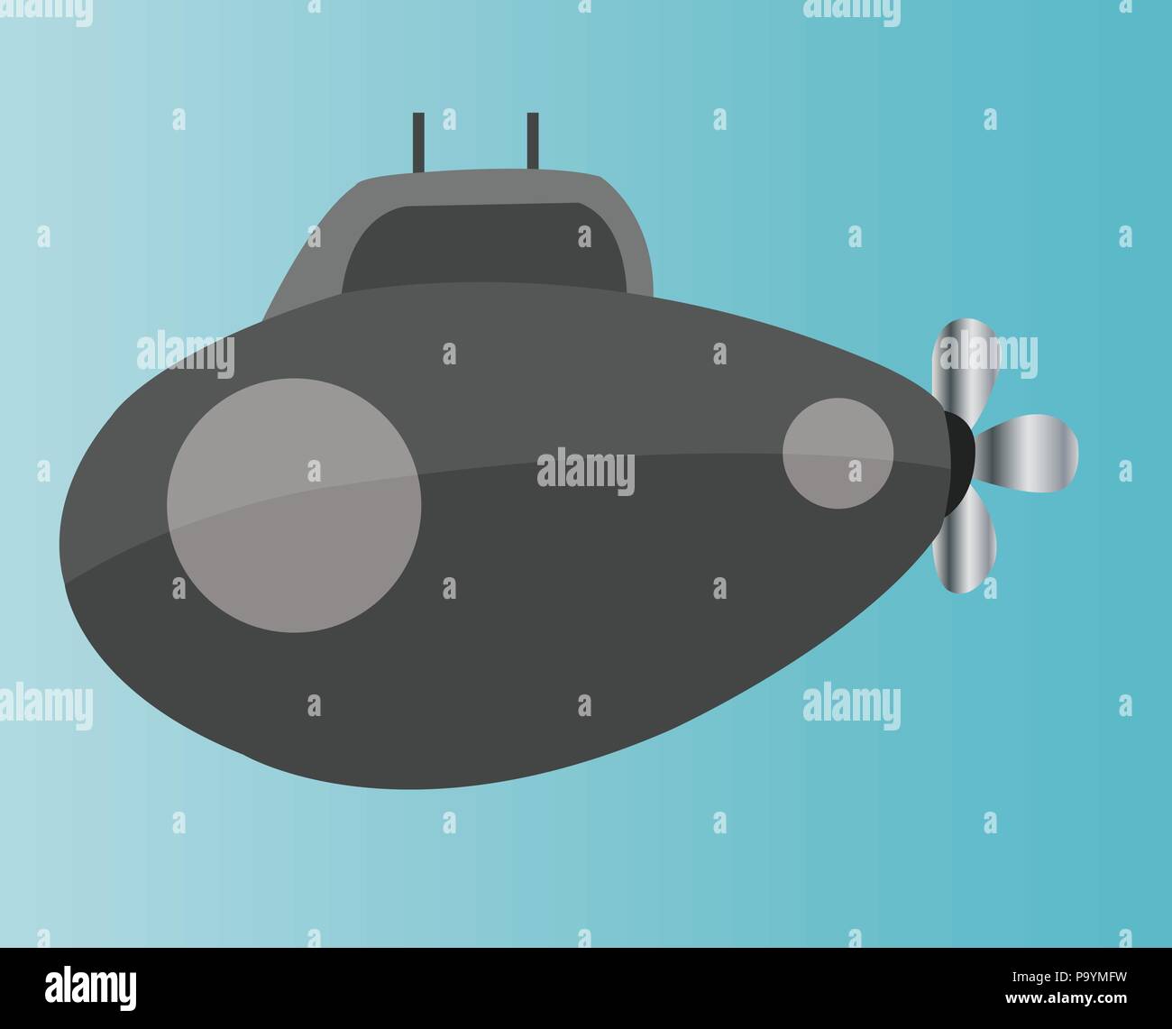 Un sous-marin naviguant dans les eaux peu profondes Illustration de Vecteur
