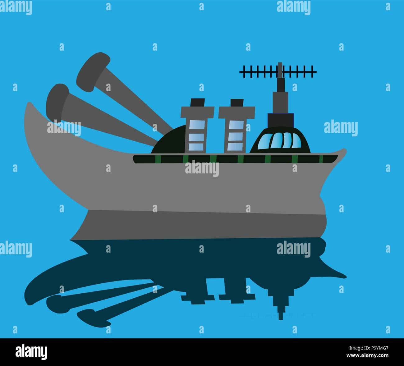 Un destroyer de la Marine patrouillent dans les océans Illustration de Vecteur