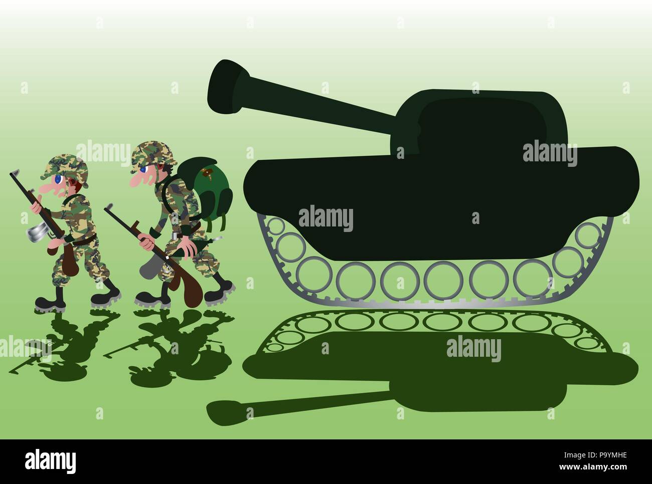 Un groupe de soldats marchant vers le champ de bataille Illustration de Vecteur