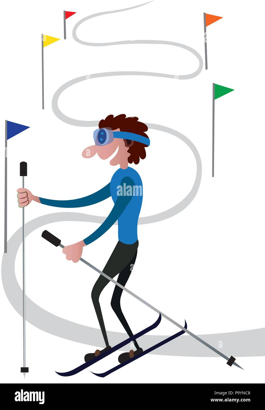 Une skieuse alpine downhill ski Illustration de Vecteur