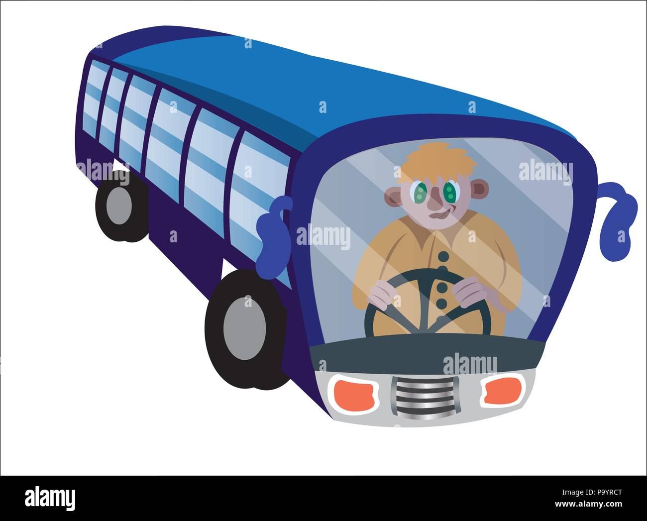 Un chauffeur de bus active sur les roues Illustration de Vecteur