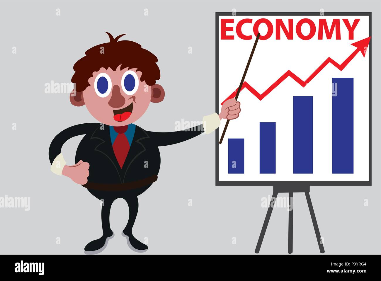 Un économiste afficher les dossiers de rendement annuel Illustration de Vecteur