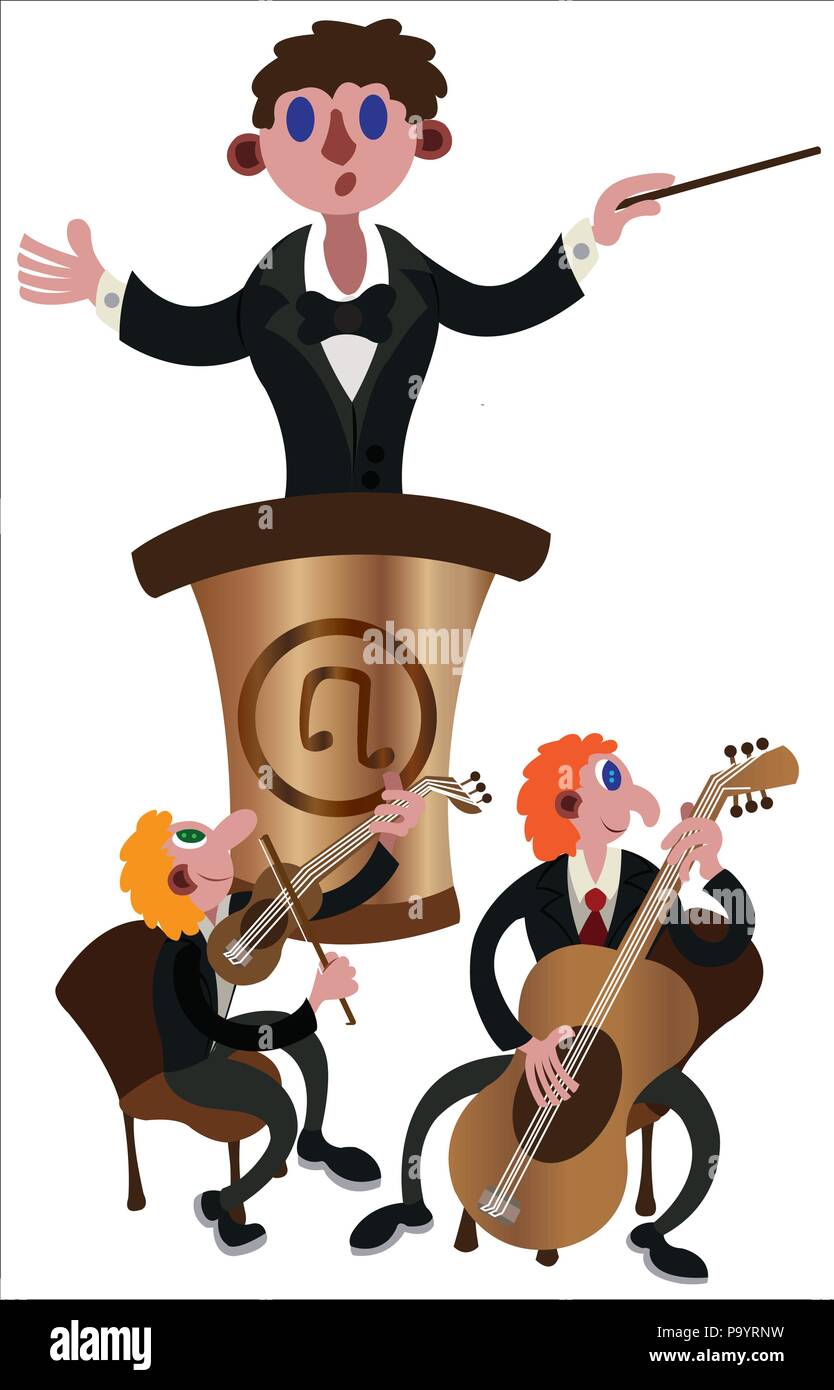 Un directeur musical conduit un orchestre Illustration de Vecteur