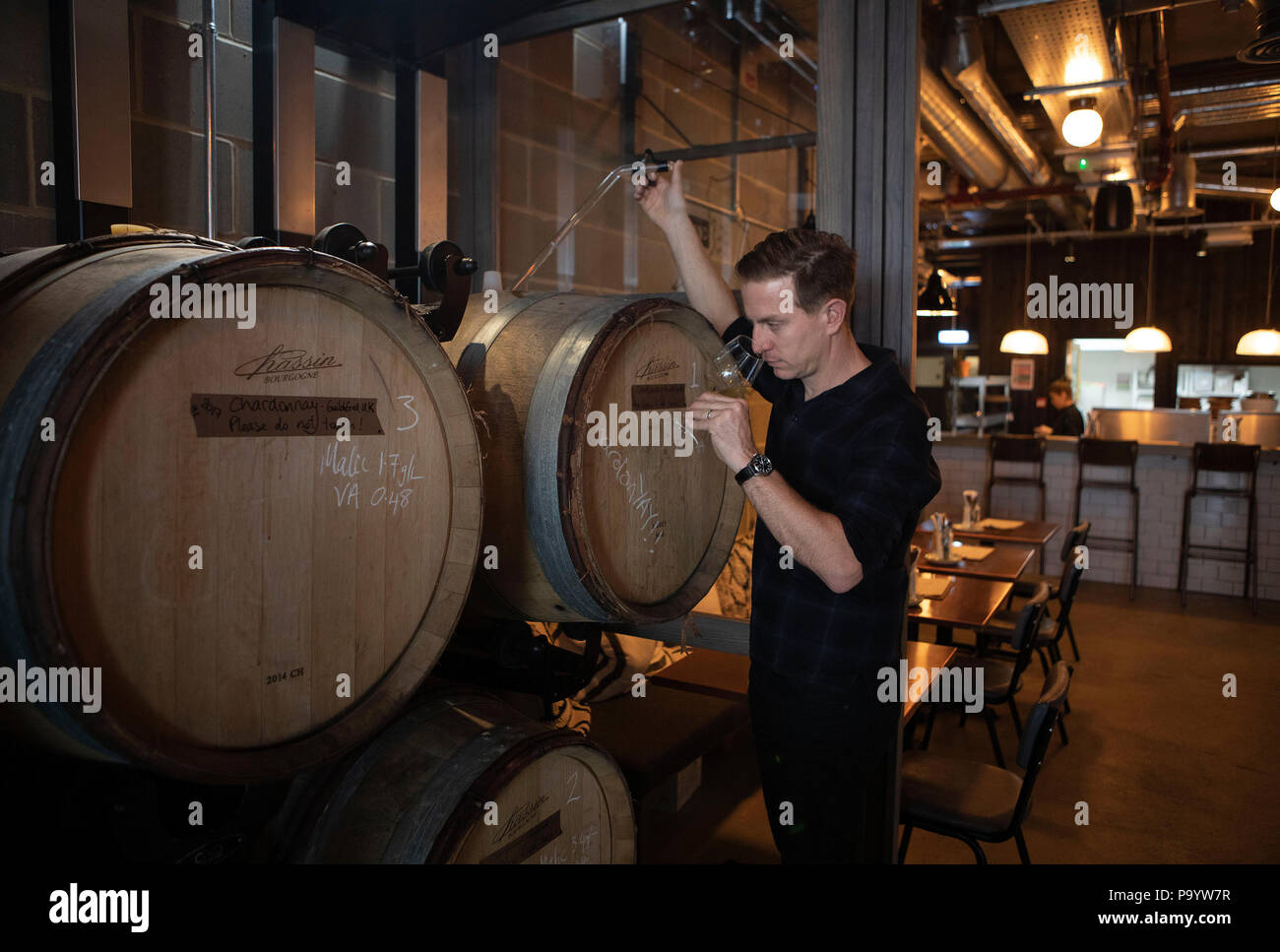 Vagabond Vins Vins bar & restaurant à Battersea : Gary Monery vigneron Banque D'Images