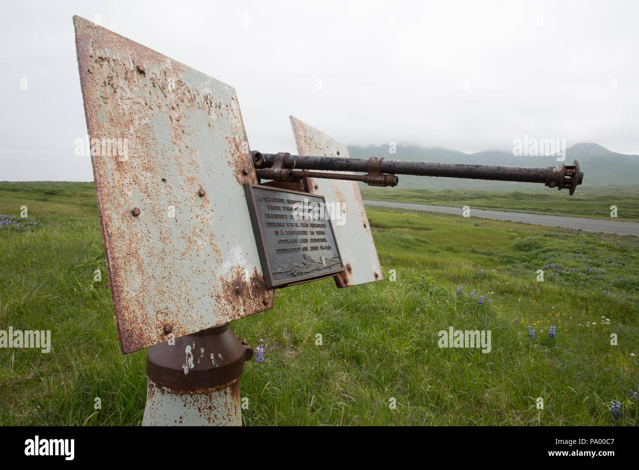 Monument aux morts, l'île Attu, Îles Aléoutiennes, Alaska Banque D'Images