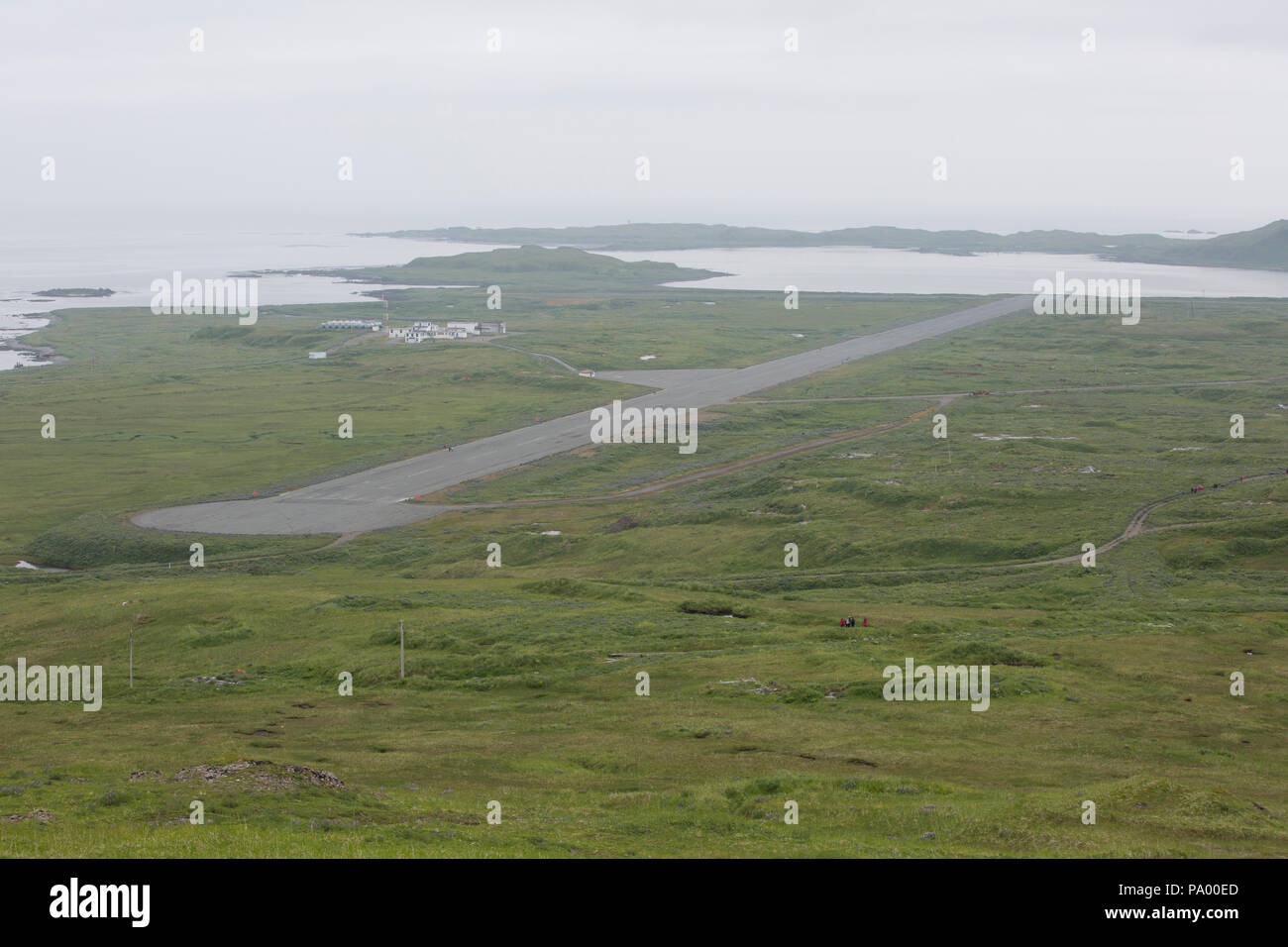 Pistes de l'aéroport, Attou, Îles Aléoutiennes, Alaska Banque D'Images