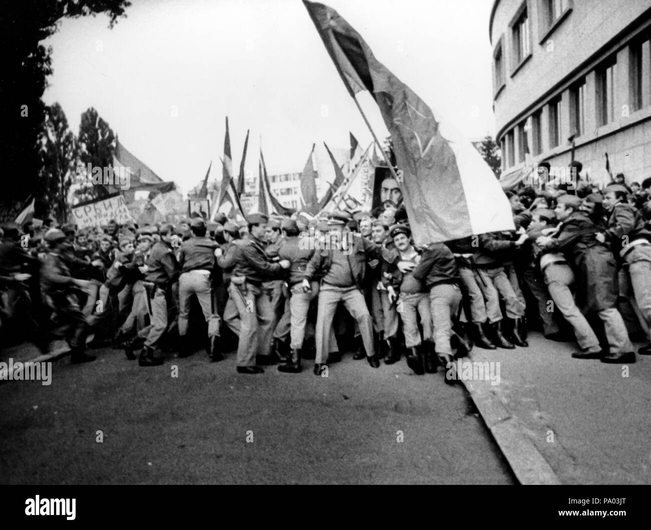 Le yogourt, l'anti-révolution révolution bureaucratique, Novi Sad, 1988 Banque D'Images