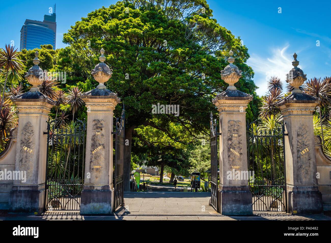 Portes d'entrée du jardin botanique de Sydney, Australie Banque D'Images
