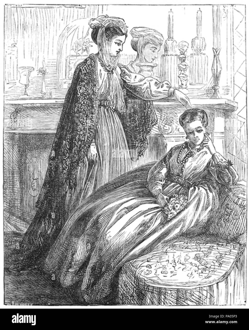 . (Retiré après demande. reusableart) . vers 1879 590 3 Dessin de mesdames en attente Banque D'Images
