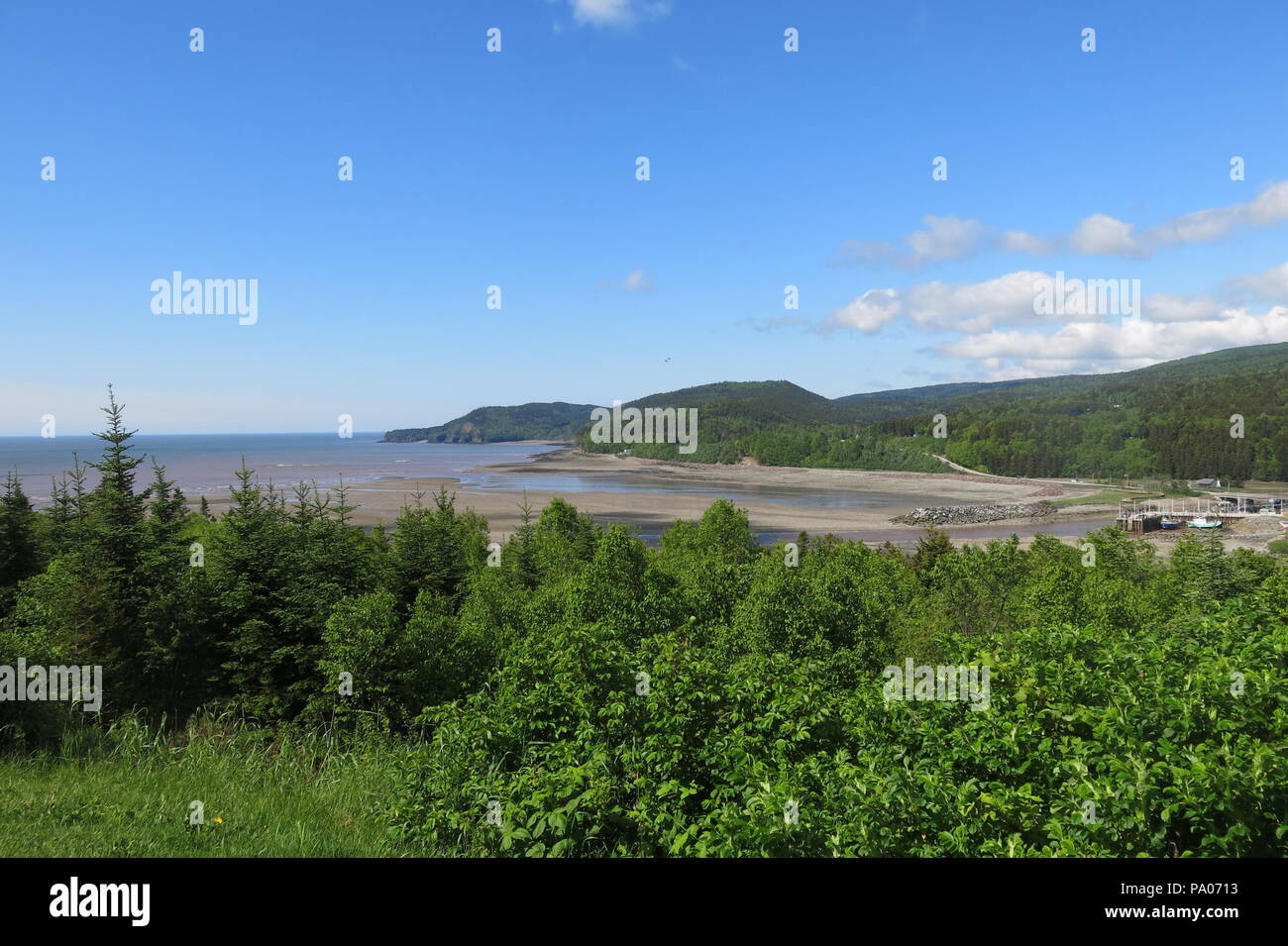 Avec les plus hautes marées du monde, le port à l'Alma dans la baie de Fundy est une très pittoresque, entouré par le Parc National de Fundy Banque D'Images