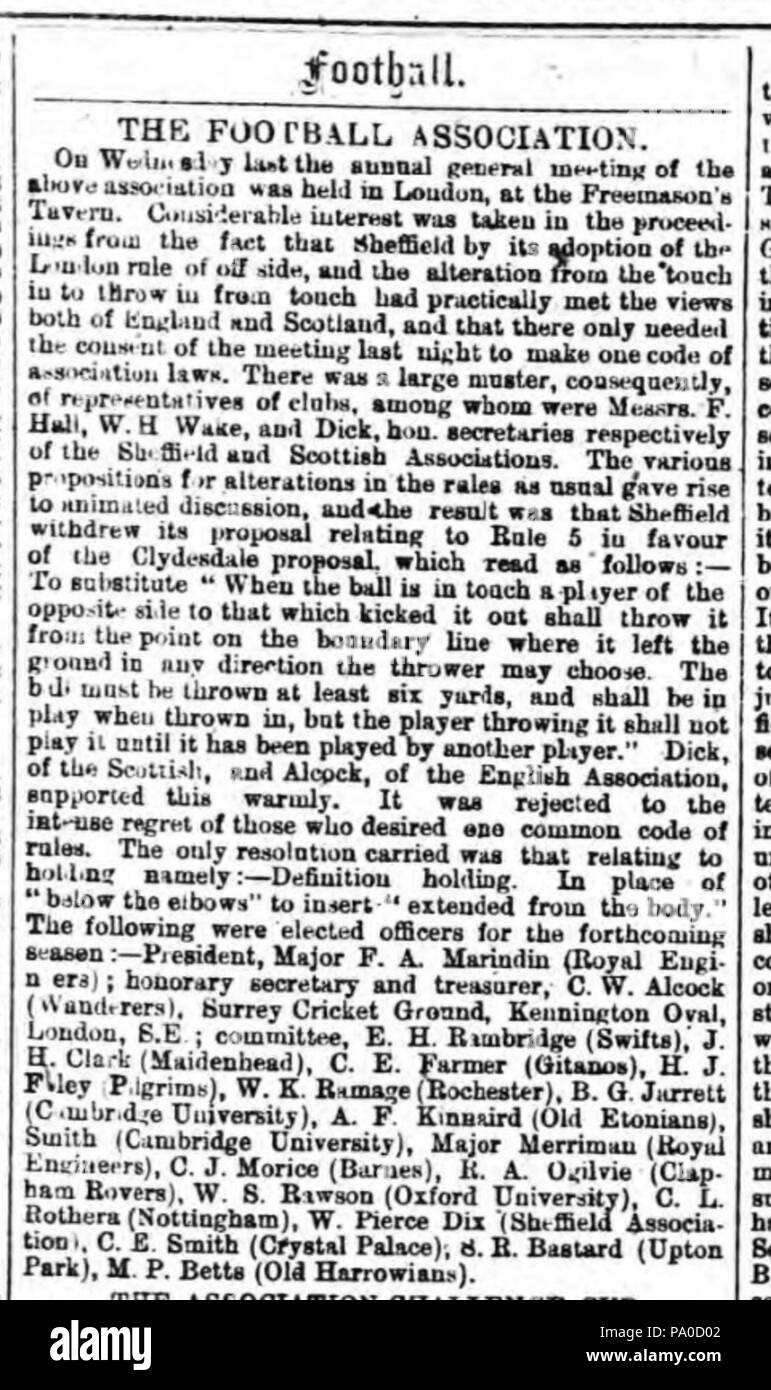 660 Football Association (Guardian) 1877-03-02 Notts Banque D'Images