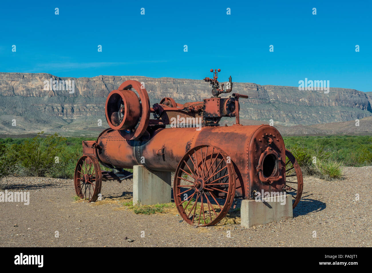La culture du coton au moteur à vapeur historique Castolon District dans le parc national Big Bend au Texas Banque D'Images