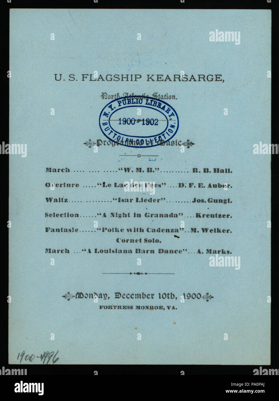 Le dîner (567) détenues par UNITED STATES NAVY (at) "US KEARSARGE PHARE DE L'ATLANTIQUE NORD,gare,FORTRESS MONROE,VA" (SS ;) (NYPL)-275162-4000011670 Hades Banque D'Images