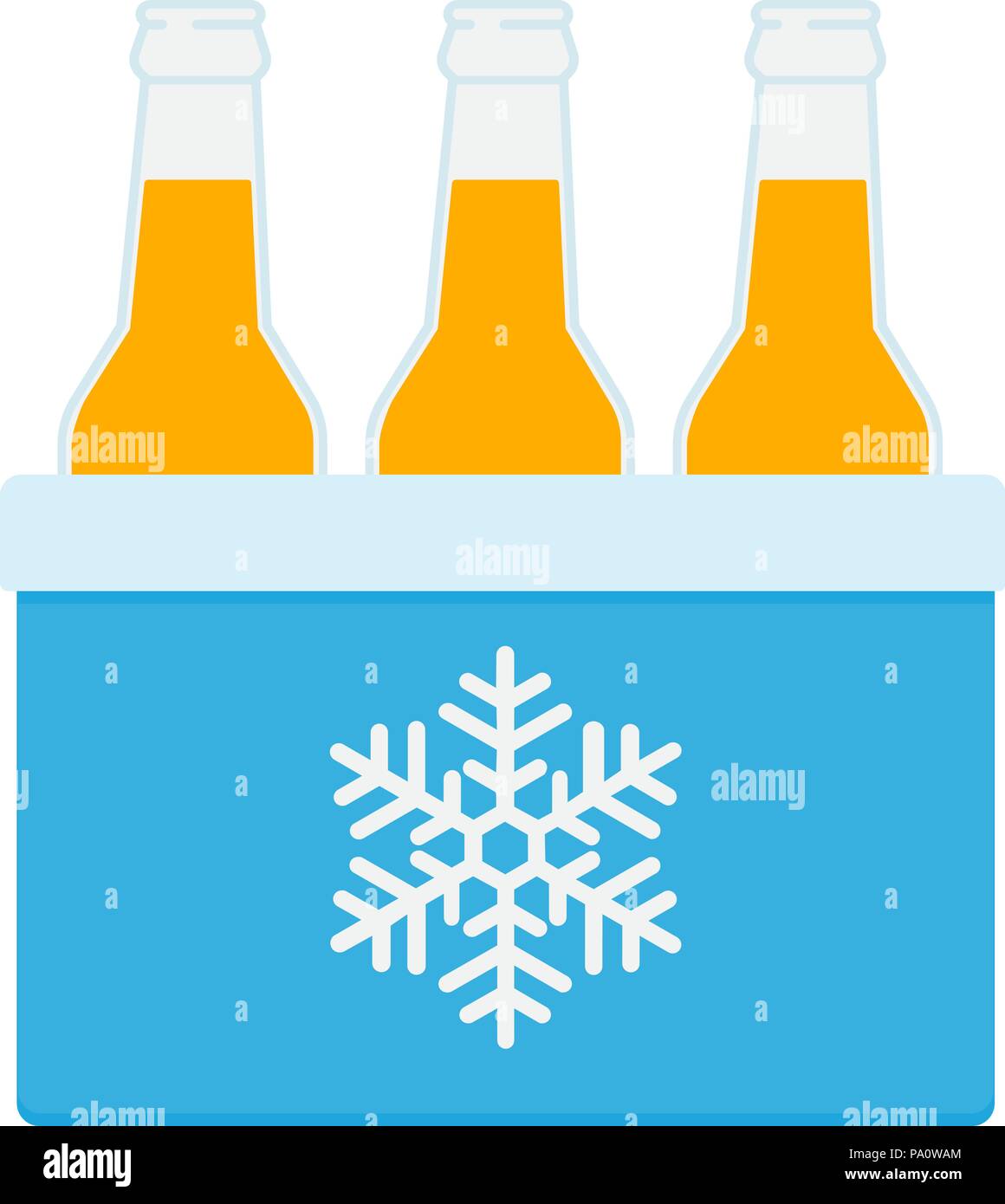 Congélateur-sac dans la couleur bleue. Sac refroidisseur avec des bouteilles de bière. Glacière portative icône. Vector illustration isolé sur fond blanc. Illustration de Vecteur