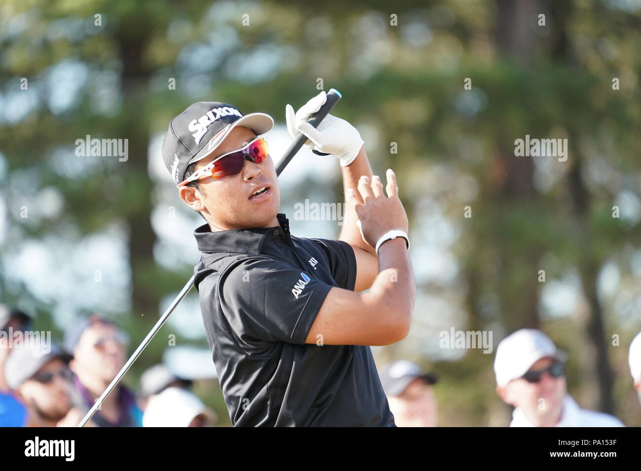 Carnoustie, Angus, Scotland. 19 juillet, 2018. Le Japon Hideki Matsuyama tees off au premier tour de la 147e à l'Open de Golf de Carnoustie Carnoustie Golf Links, Angus, l'Écosse, le 19 juillet 2018. Credit : Koji Aoki/AFLO SPORT/Alamy Live News Banque D'Images