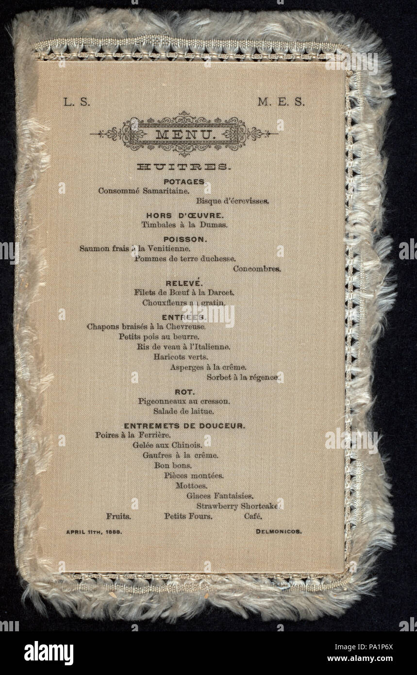 Le dîner (548) détenus par L.S INITIALES ET M.E.S. (At) "DU DELMONICO, NEW YORK, NY" (reste) ; (NYPL Hadès-269679-474329) Banque D'Images