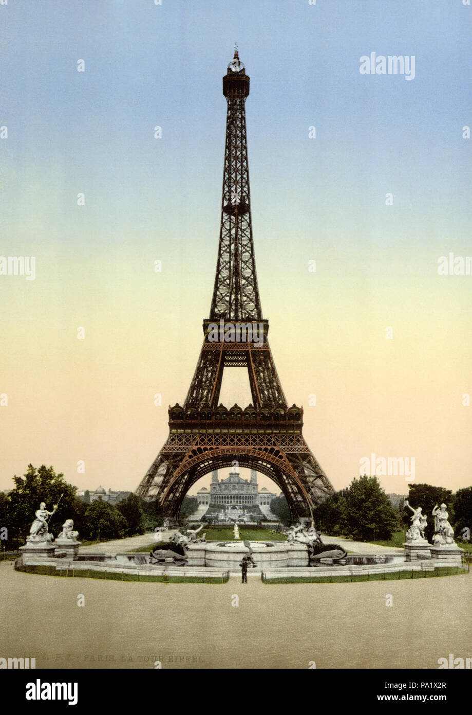 Anglais Tour Eiffel En Vue Complete En Regardant Vers Le Trocadero Exposition Universelle 1900 Paris France