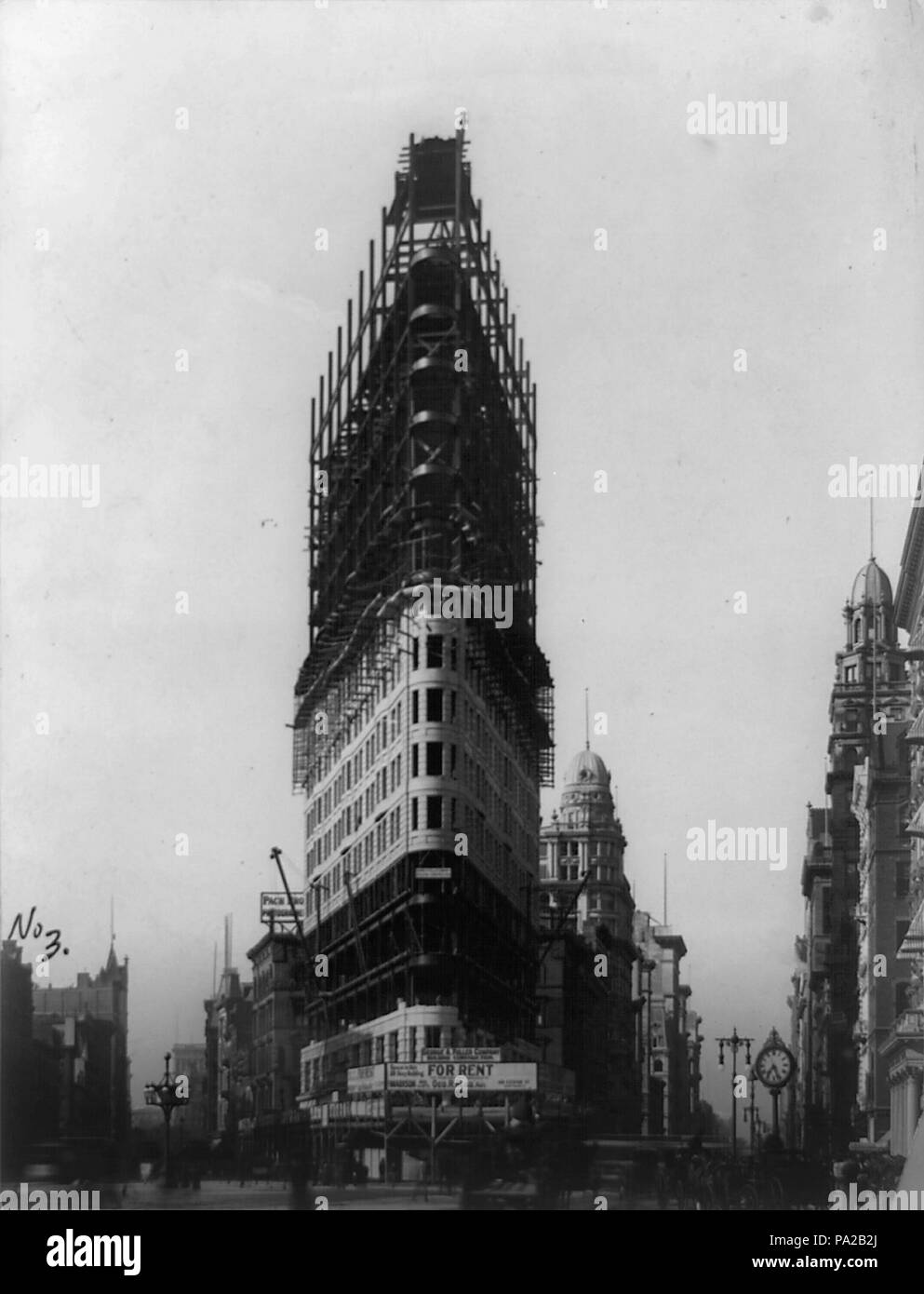 655 Flatiron Building en construction, New York City, 1902 Banque D'Images
