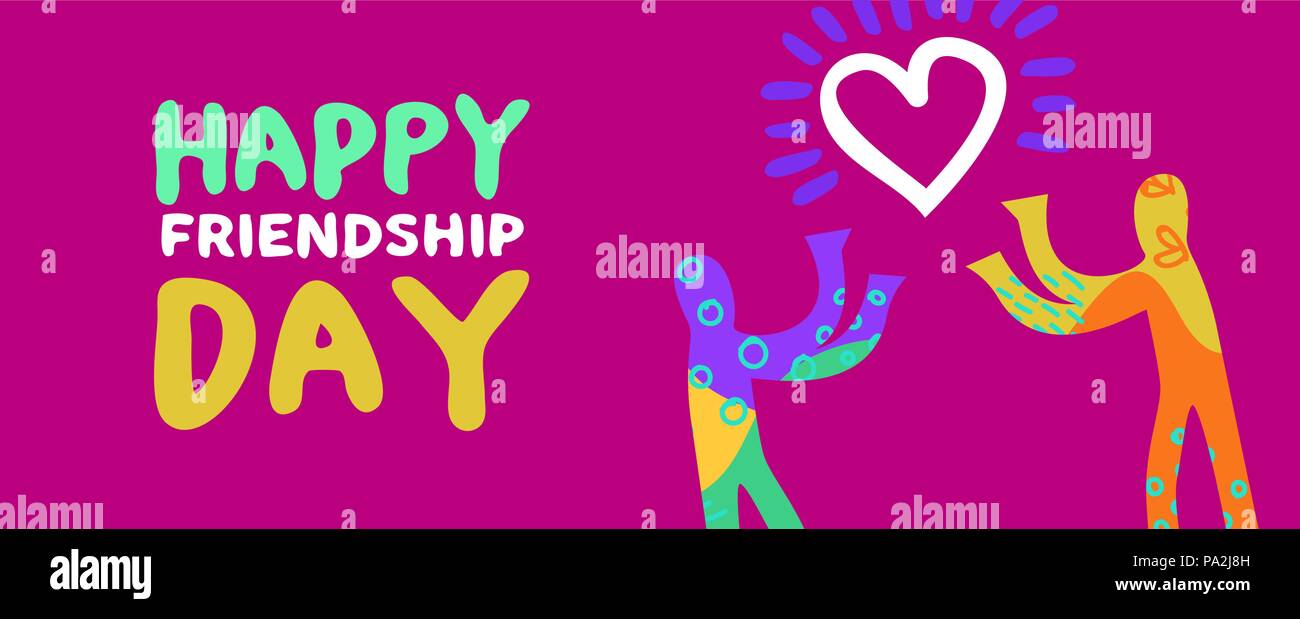 La journée de l'amitié heureuse illustration bannière web dessiné à la main, les amis de l'amour dans le partage de l'art abstrait coloré de style. Vecteur EPS10. Illustration de Vecteur