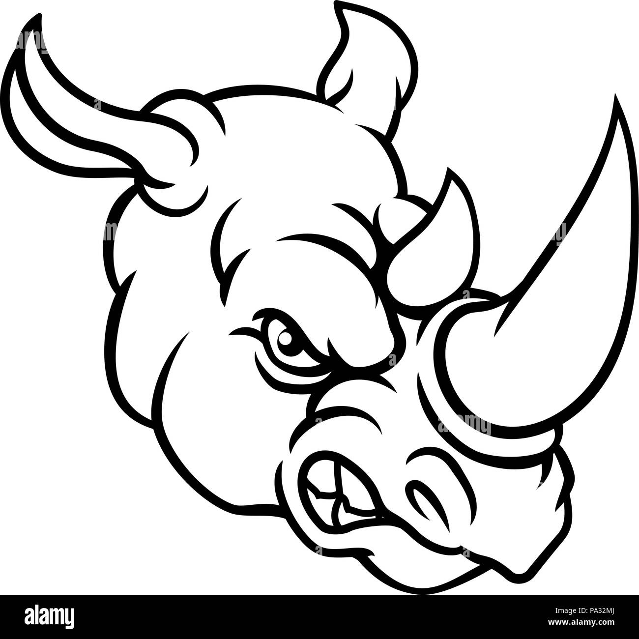 Sports en colère Moyenne Rhino Mascot Illustration de Vecteur