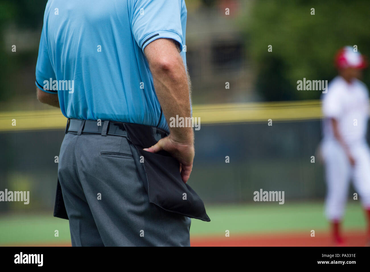 Arbitre sur le terrain de baseball, copy space Banque D'Images