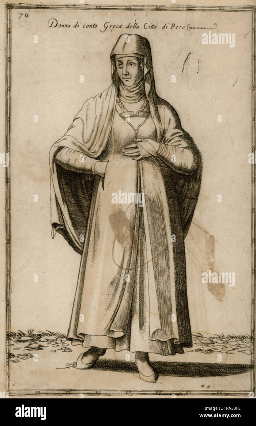 68 Donna di conto Greca della Città di Pera - Nicolas De Nicolay - 1580 Banque D'Images